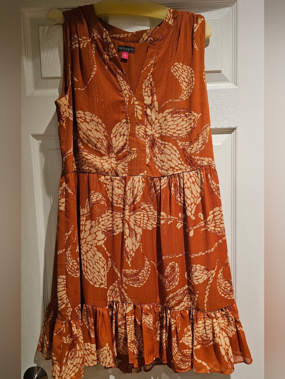 Vince Camuto Rust Orange Floral Sleeveless Mini Dress
